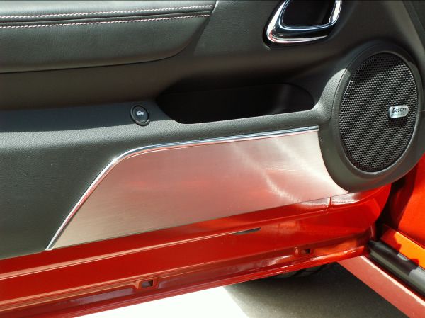 Brushed Stainless Steel Door Kick Panel on Camaro
